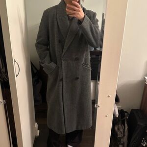 Oversized Gray Double-Breasted Coat size 0
